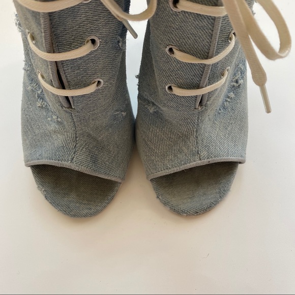 Off-White Virgil Abloh Distressed Denim Booties 37 - Picture 6 of 10